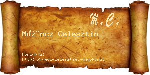Müncz Celesztin névjegykártya